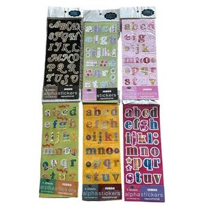 🆕Lot of 6 Different Jumbo Letters/Numbers Sticker Pks For Scrapbooking/Journals